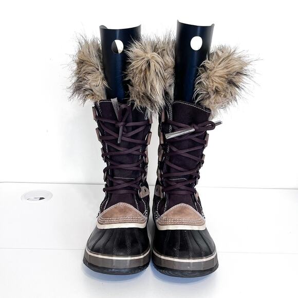 Sorel Joan Of Artic Waterproof Womens Boots Size 7 Brown Faux Fur Suede Winter - Picture 2 of 11